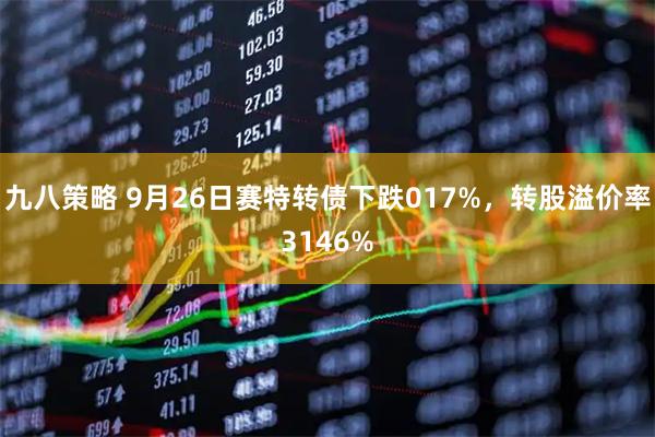 九八策略 9月26日赛特转债下跌017%，转股溢价率3146%